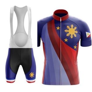 Bicycle booth jersey full zip & bibs shorts padded philippines flag star